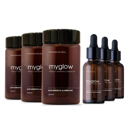 My Glow Terapia Combinada Anti Rugas 3 meses | 90 Capsulas e 3 Séruns